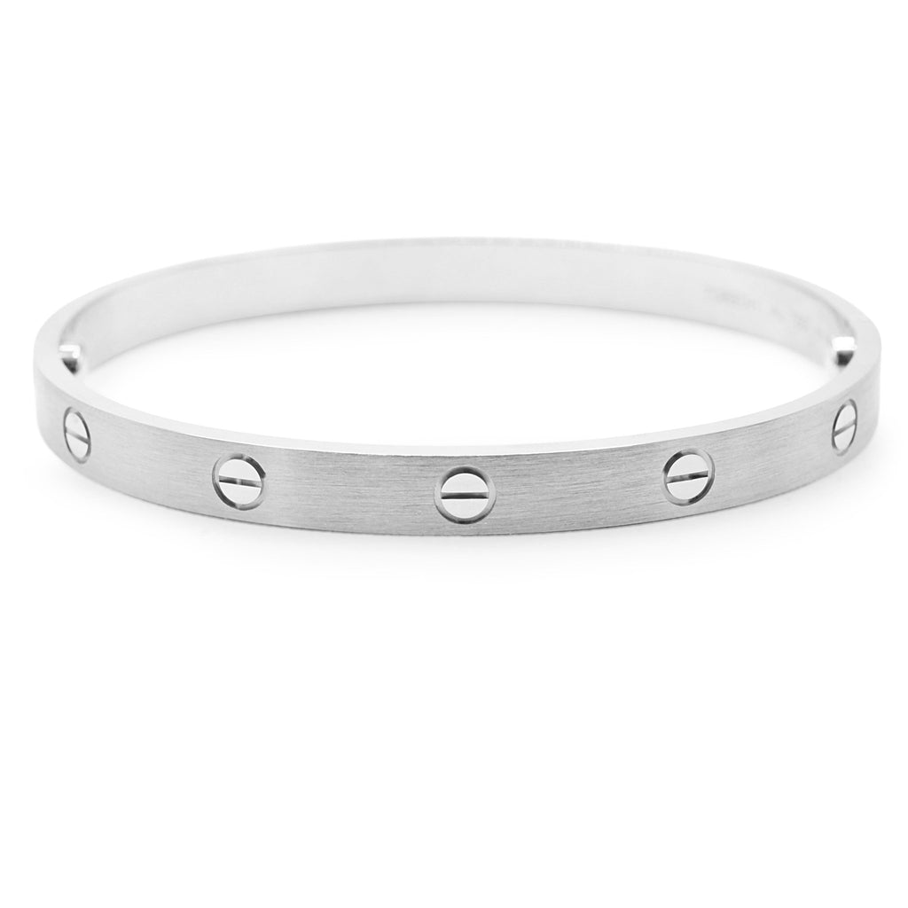 used Cartier LOVE Classic Brushed Bangle Size 19 - 18ct White Gold