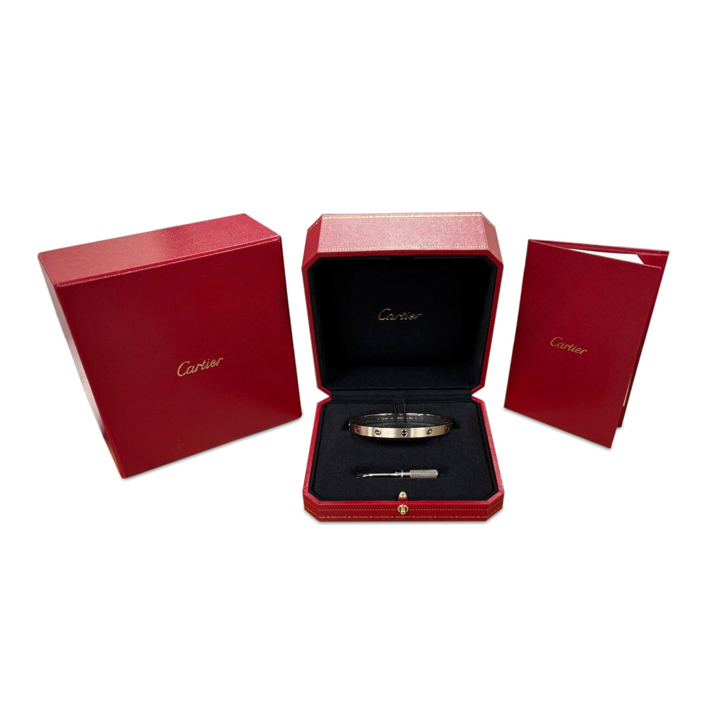used Cartier LOVE Classic Brushed Bangle Size 19 - 18ct White Gold