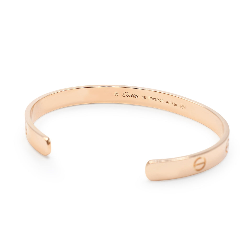 used Cartier Love Cuff Bangle Size 18 - 18ct Rose Gold