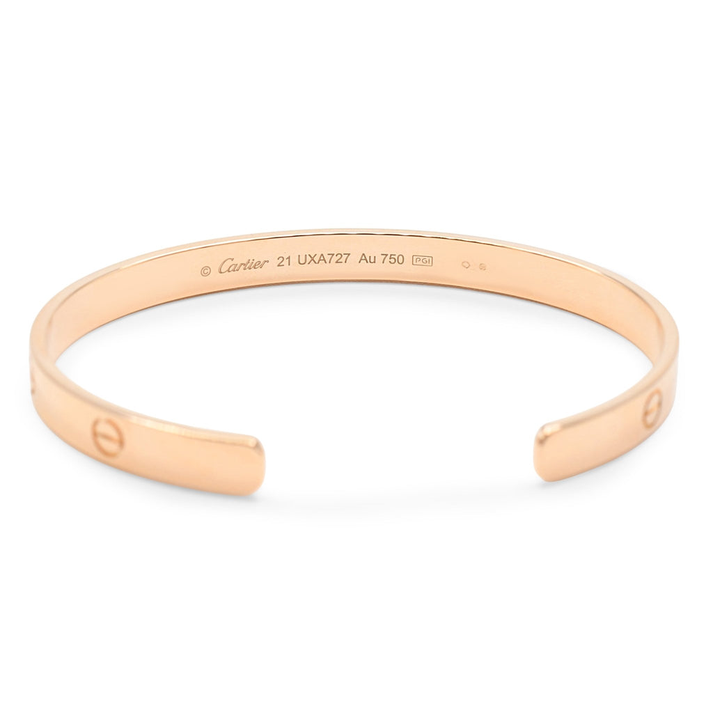 used Cartier Love Cuff Bangle Size 21 - 18ct Rose Gold