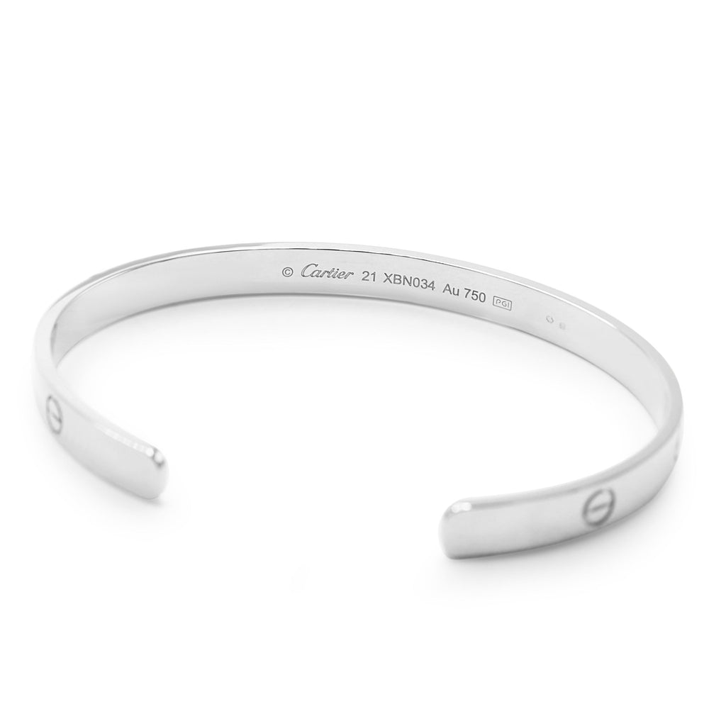 used Cartier Love Cuff Bangle Size 21 - 18ct White Gold