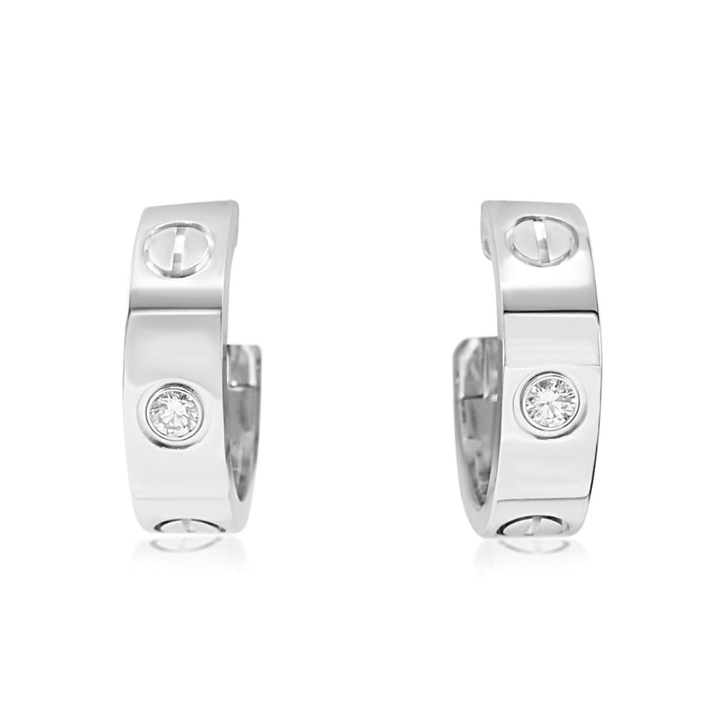 used Cartier Love Earrings 2 Diamonds Classic Model - 18ct White Gold