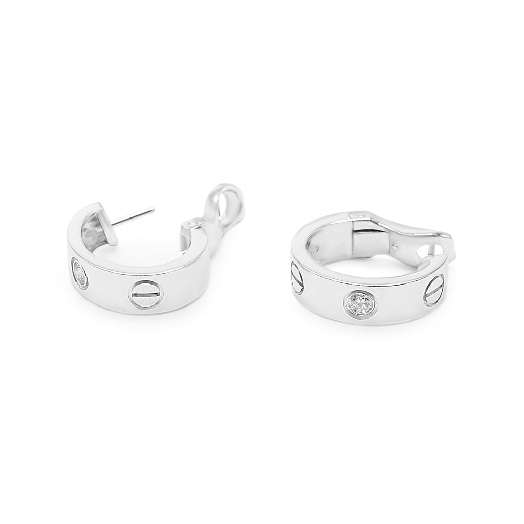 used Cartier Love Earrings 2 Diamonds Classic Model - 18ct White Gold