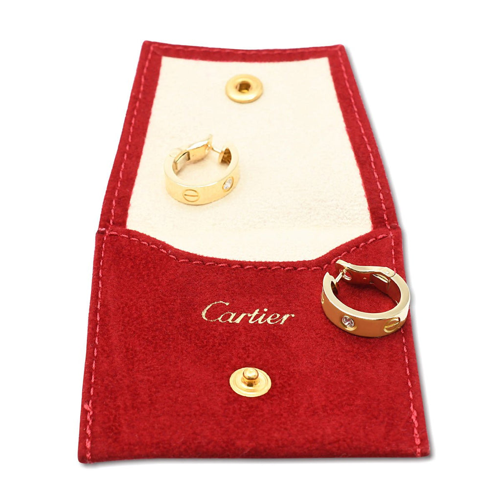used Cartier Love Earrings 2 Diamonds Classic Model - 18ct Yellow Gold
