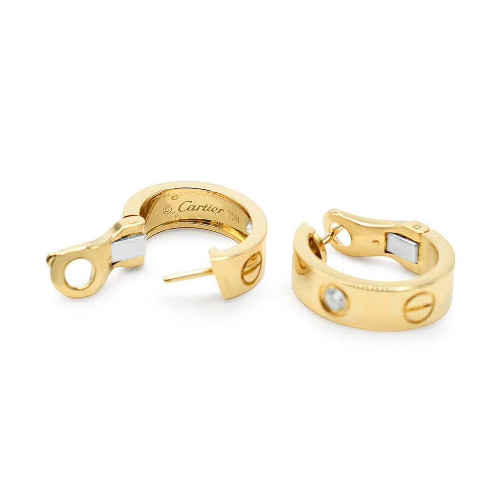 used Cartier Love Earrings 2 Diamonds Classic Model - 18ct Yellow Gold