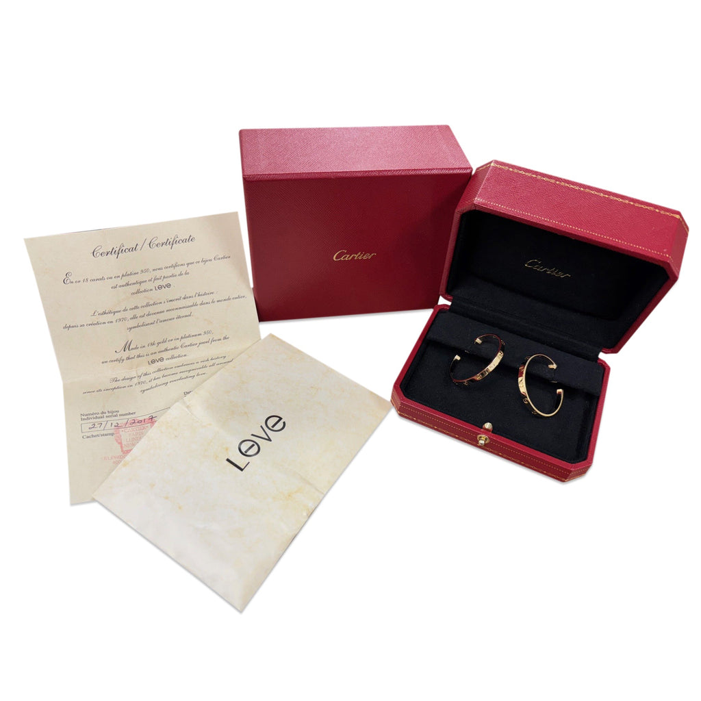 used Cartier Love Hoop Earrings - 18ct Yellow Gold