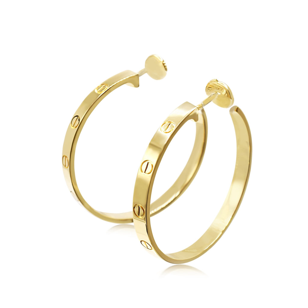 used Cartier Love Hoop Earrings - 18ct Yellow Gold