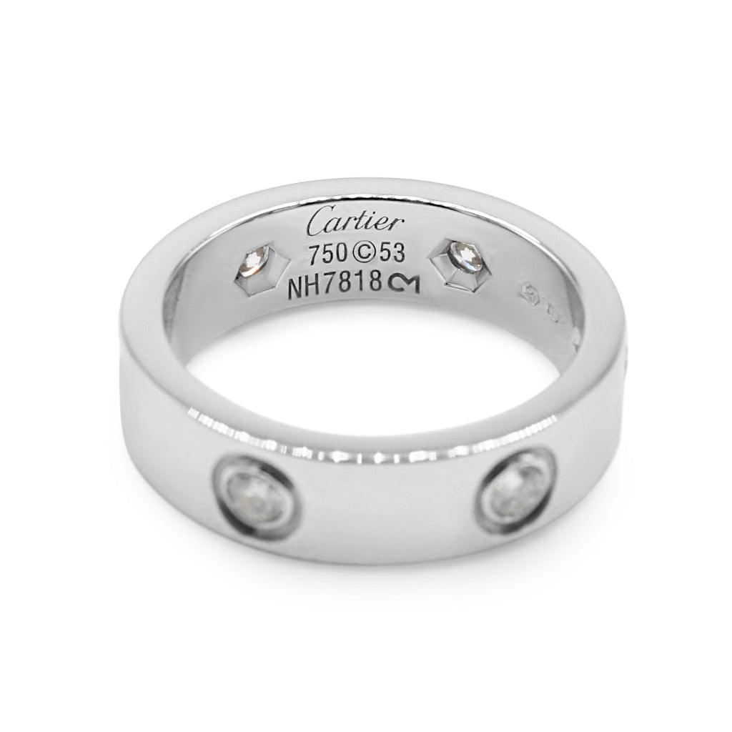 used Cartier Love Ring 5.5mm, 6 Diamond Size 53 - 18ct White Gold