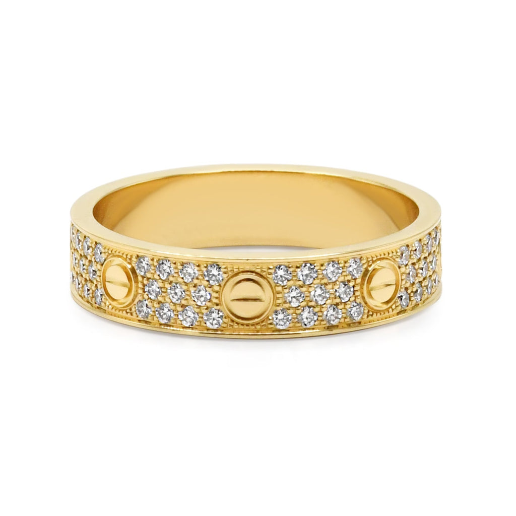 used Cartier Love Ring Diamond Paved Size 58 - 18ct Yellow Gold