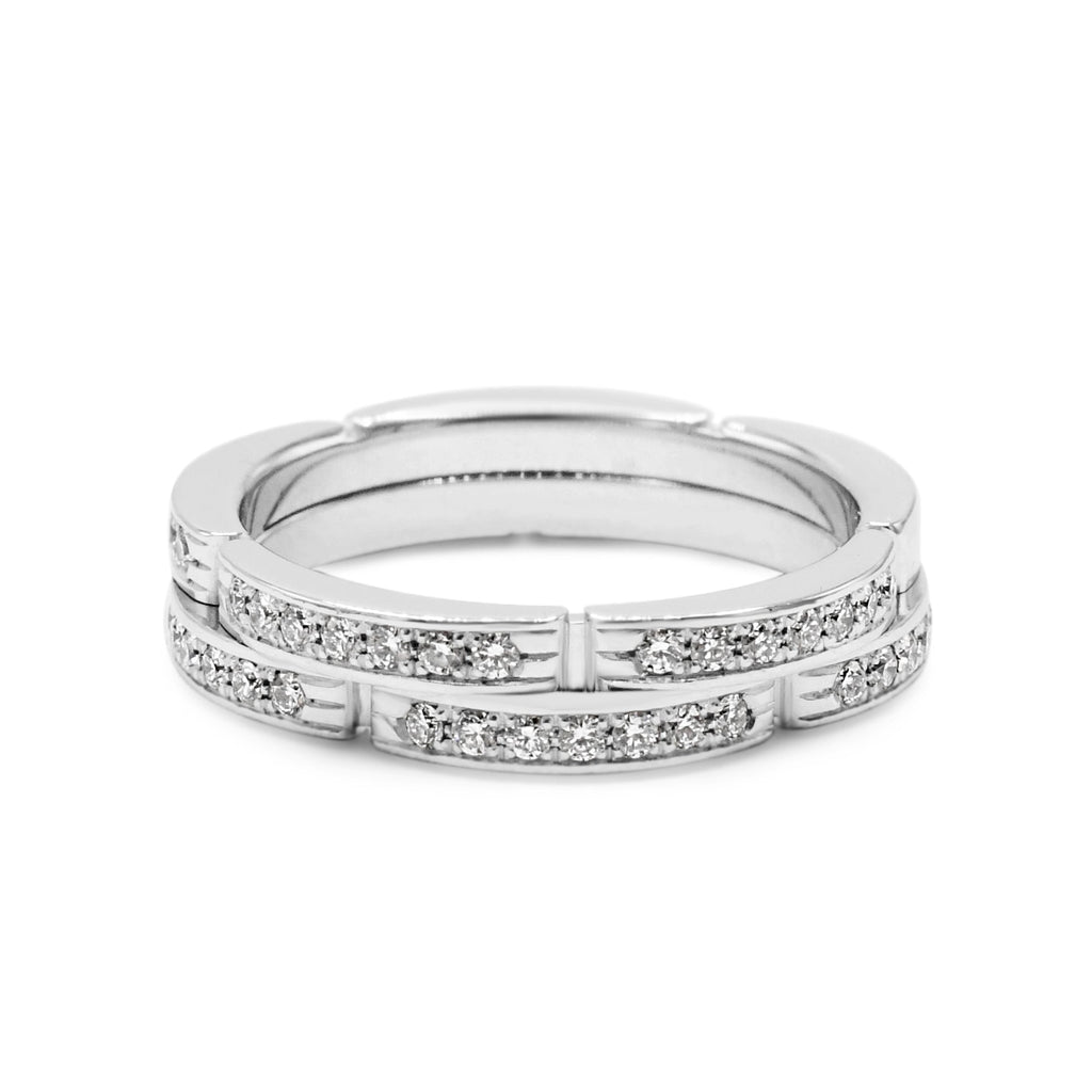 used Cartier Maillon Panthère Diamond Ring Size 53 - 18ct White Gold