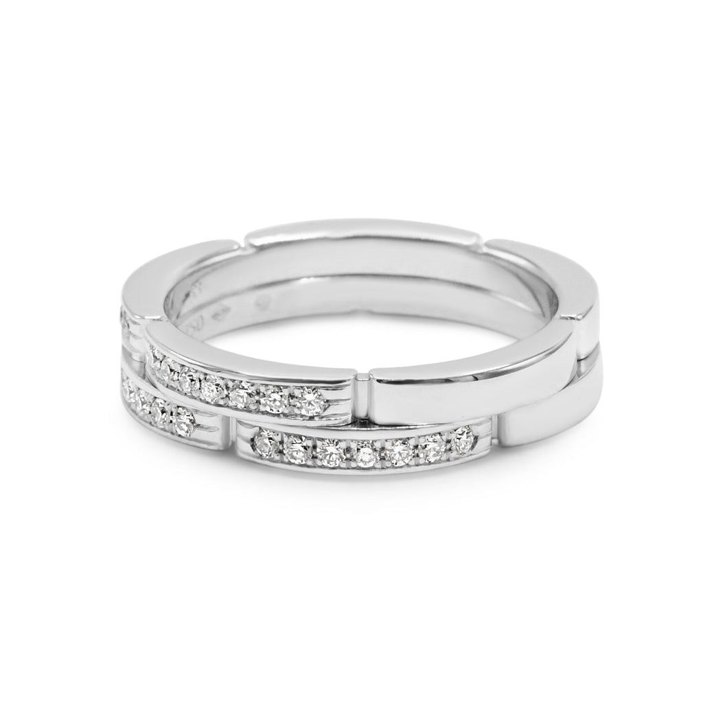 used Cartier Maillon Panthère Diamond Ring Size 53 - 18ct White Gold