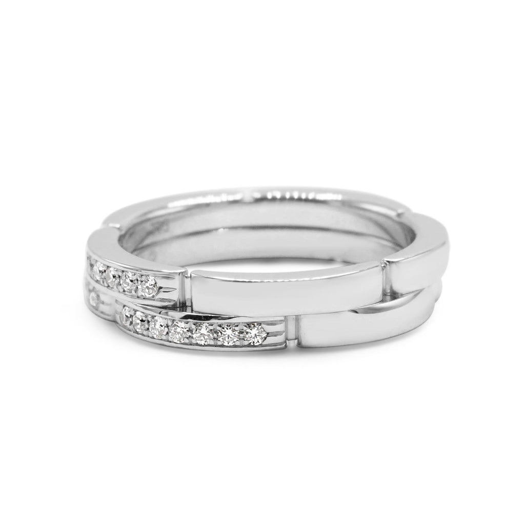 used Cartier Maillon Panthère Diamond Ring Size 54 - 18ct White Gold