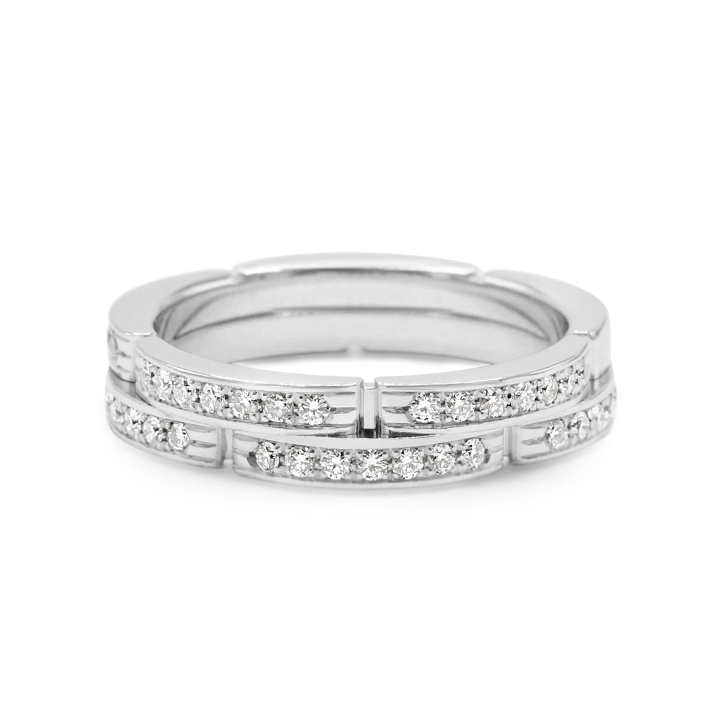 used Cartier Maillon Panthère Diamond Ring Size 54 - 18ct White Gold