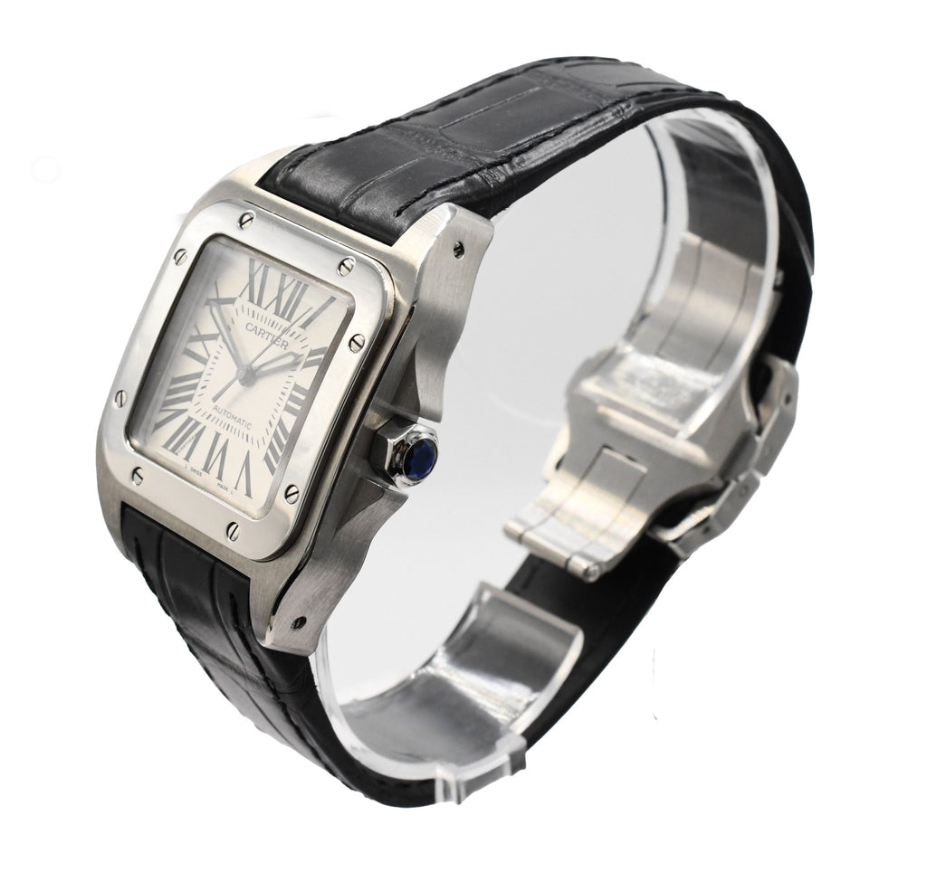 used Cartier Midsize Santos 100 33mm Steel Watch - Ref W20126X8