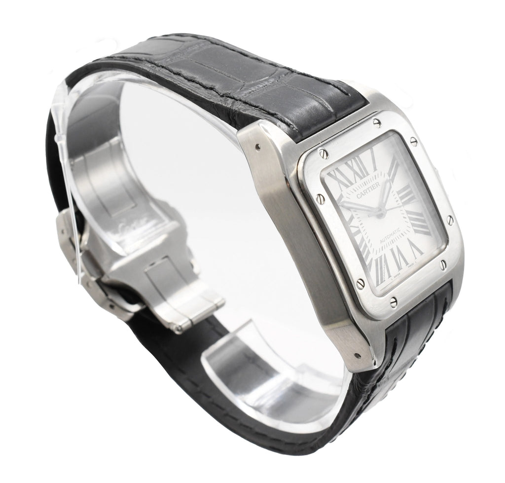 used Cartier Midsize Santos 100 33mm Steel Watch - Ref W20126X8