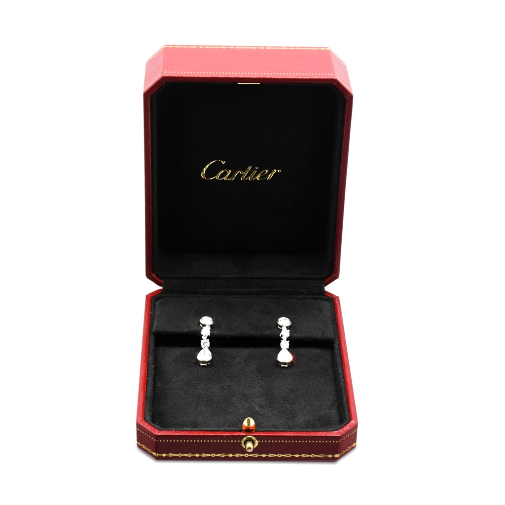 used Cartier Pear & Brilliant Cut Diamond Drop Earrings - Platinum