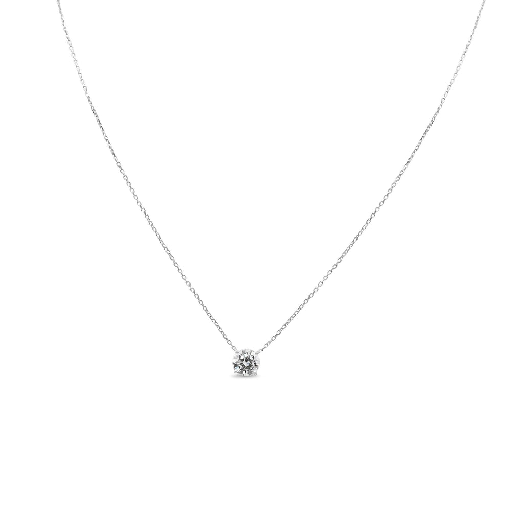 used Cartier Solitaire Brilliant Cut Diamond Pendant Necklace 1.14cts HVVS1