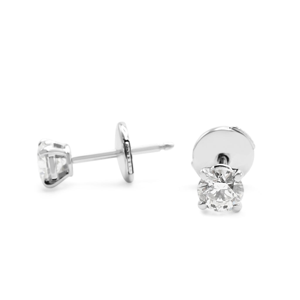 used Cartier Solitaire Brilliant Cut Diamond Stud Earrings