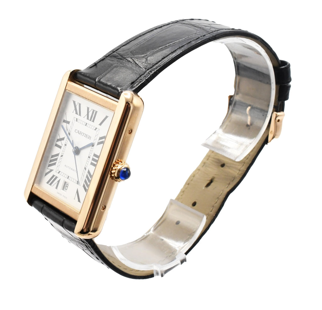 used Cartier Tank Solo XL Auto Strap Watch - 18ct Rose Gold & Steel