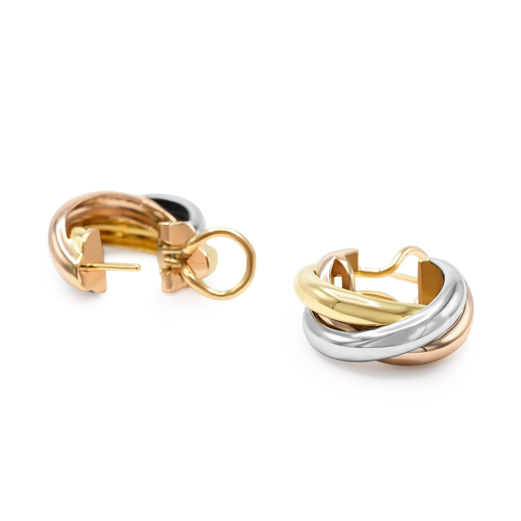 used Cartier Trinity Earrings, Classic Model - 18ct Three Colour Gold
