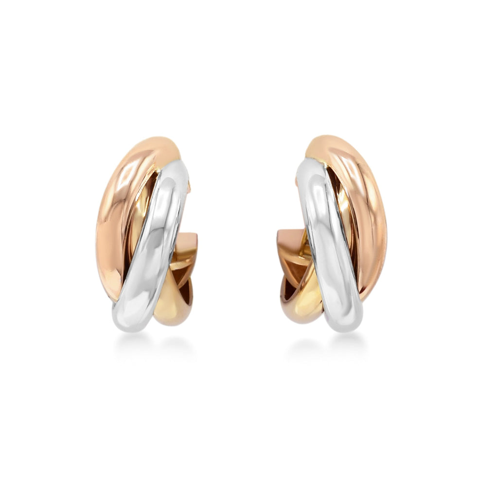 used Cartier Trinity Earrings, Classic Model - 18ct Three Colour Gold