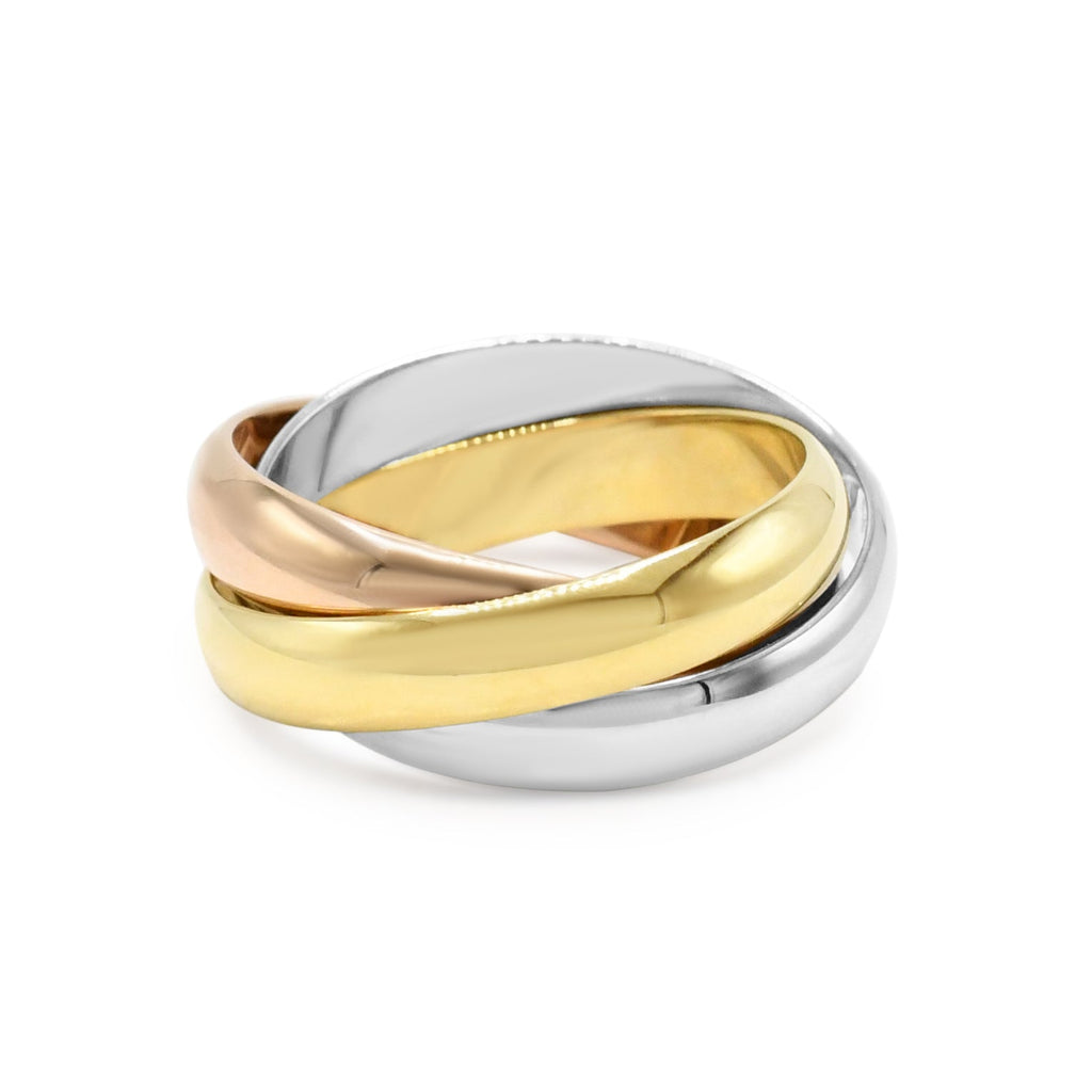 used Cartier Trinity Ring, Classic Model Size 50 - 18ct Three Colour Gold