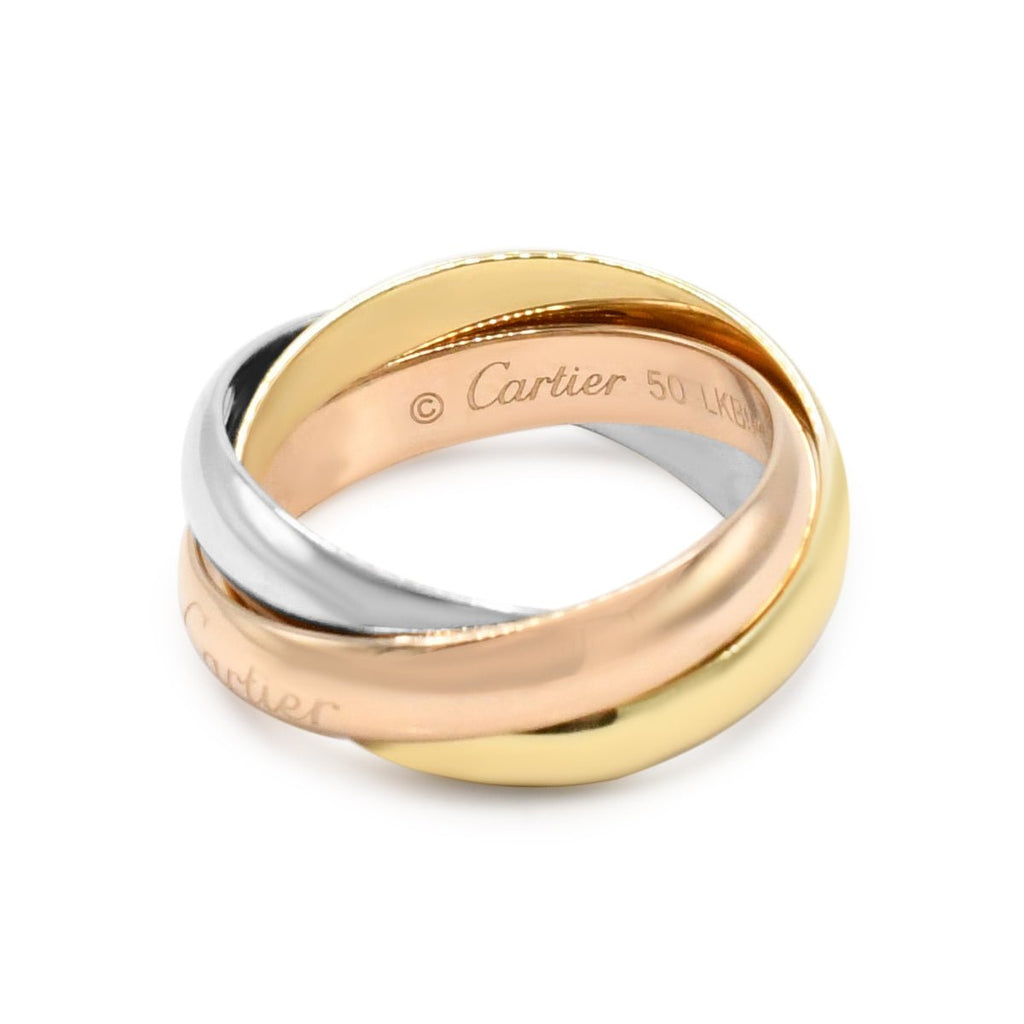 used Cartier Trinity Ring, Classic Model Size 50 - 18ct Three Colour Gold