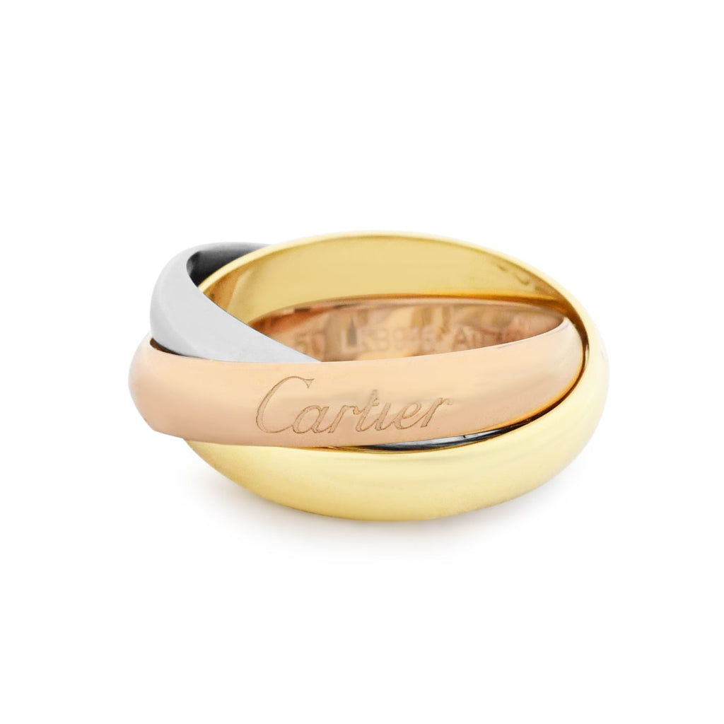 used Cartier Trinity Ring, Classic Model Size 50 - 18ct Three Colour Gold