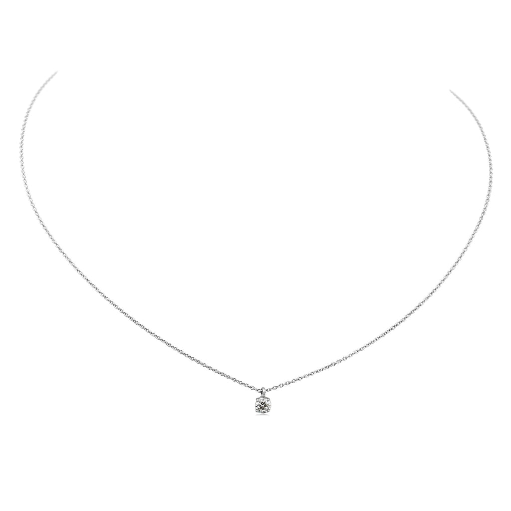 used Certificated Tiffany Solitaire Diamond Pendant On Chain - Platinum