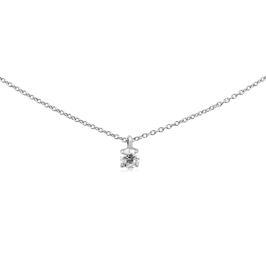 used Certificated Tiffany Solitaire Diamond Pendant On Chain - Platinum
