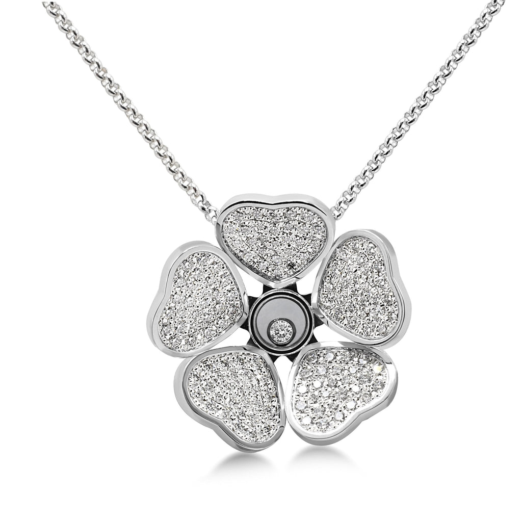 used Chopard Diamond Happy Hearts Flowers Necklace - 18ct White Gold