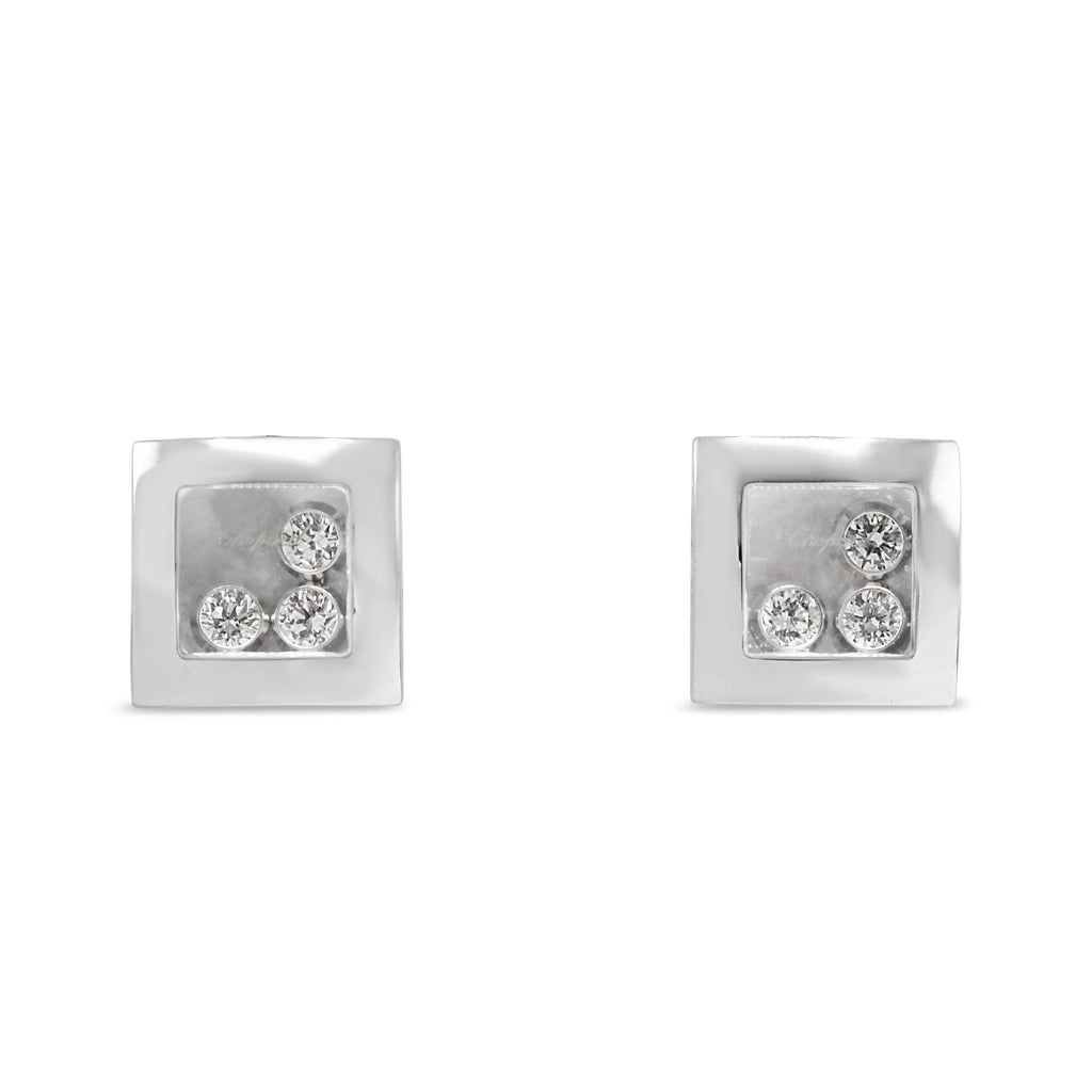 used Chopard Happy Curves Square Diamond Earrings - 18ct White Gold