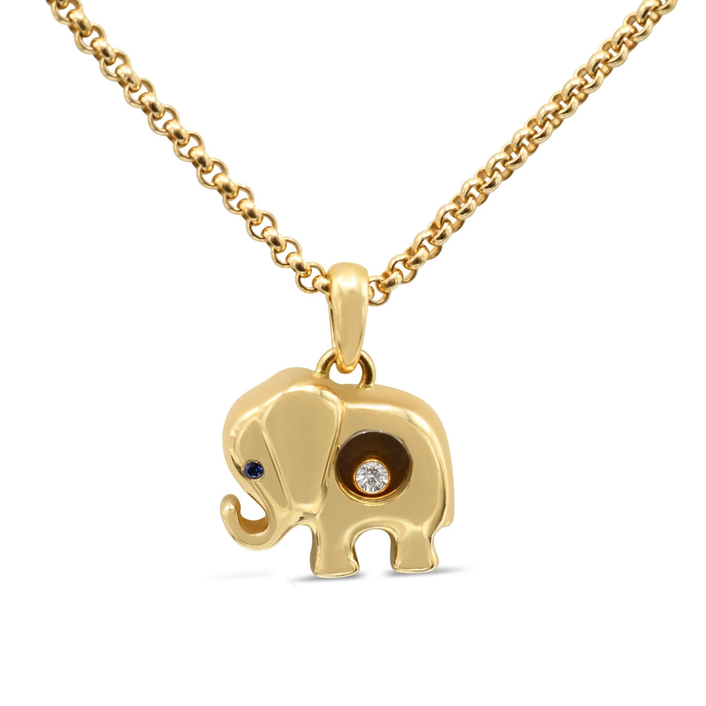 used Chopard Happy Diamond Elephant Pendant On Necklace - 18ct Yellow Gold