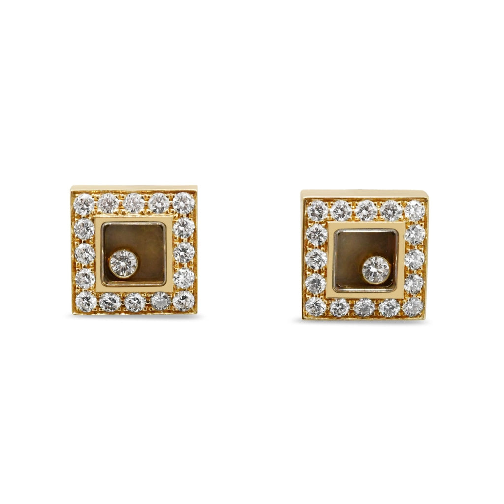 used Chopard Happy Diamonds Square Earrings - 18ct Yellow Gold