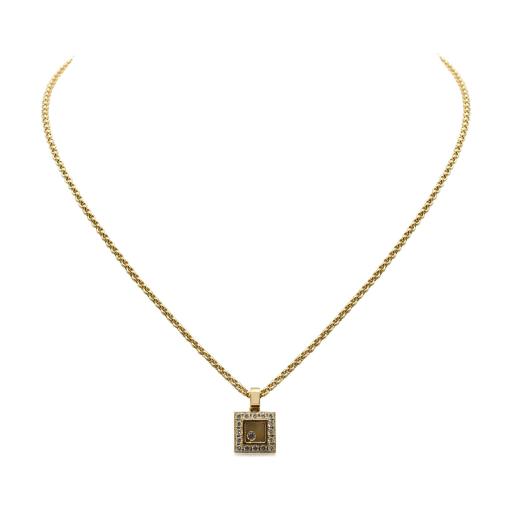 used Chopard Happy Diamonds Square Pendant Necklace 18ct Yellow Gold