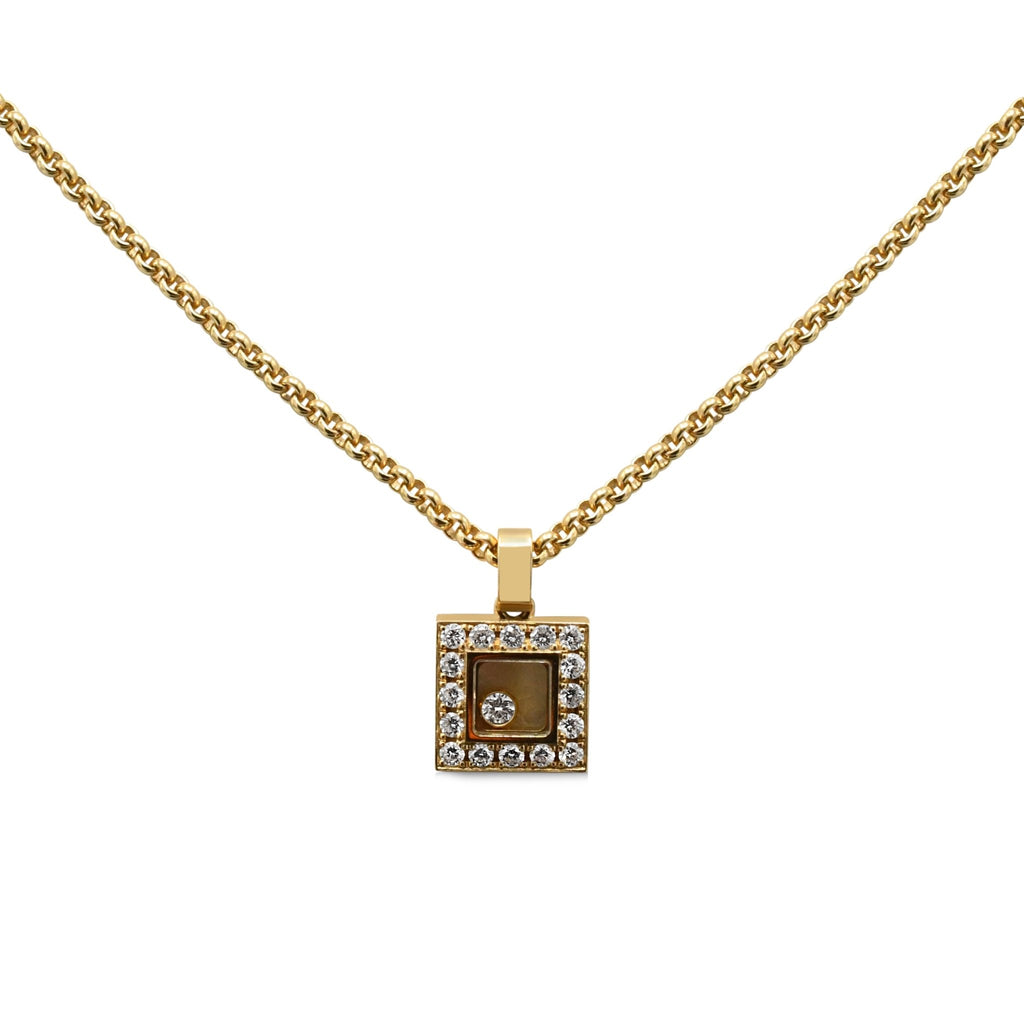 used Chopard Happy Diamonds Square Pendant Necklace 18ct Yellow Gold