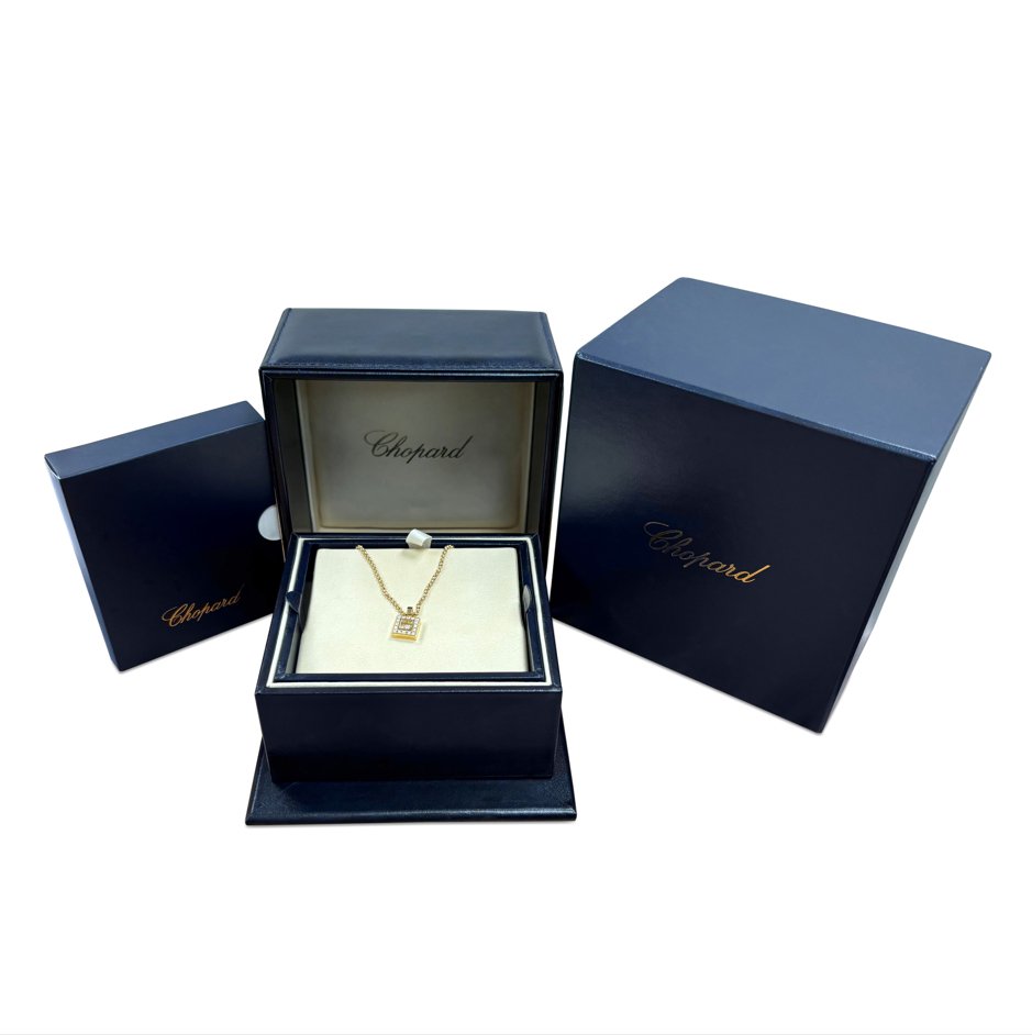 used Chopard Happy Diamonds Square Pendant Necklace 18ct Yellow Gold