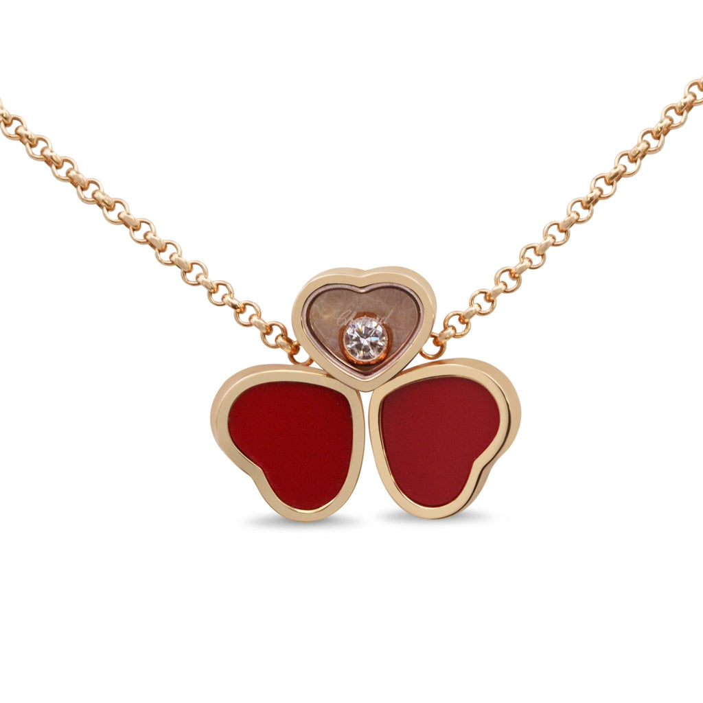 used Chopard Happy Hearts Wings Diamond & Red Stone Pendant Necklace