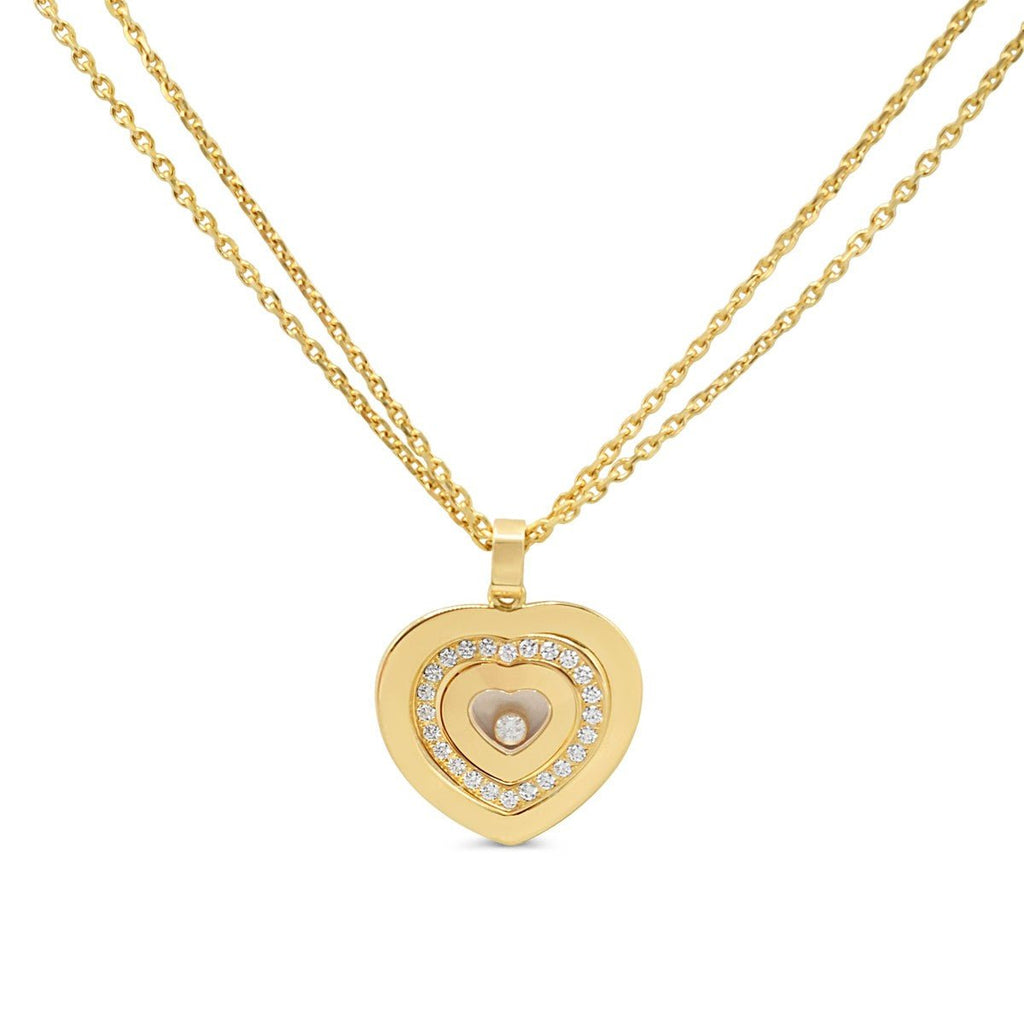 used Chopard Happy Spirit Diamond Heart Pendant Necklace - 18ct Yellow Gold