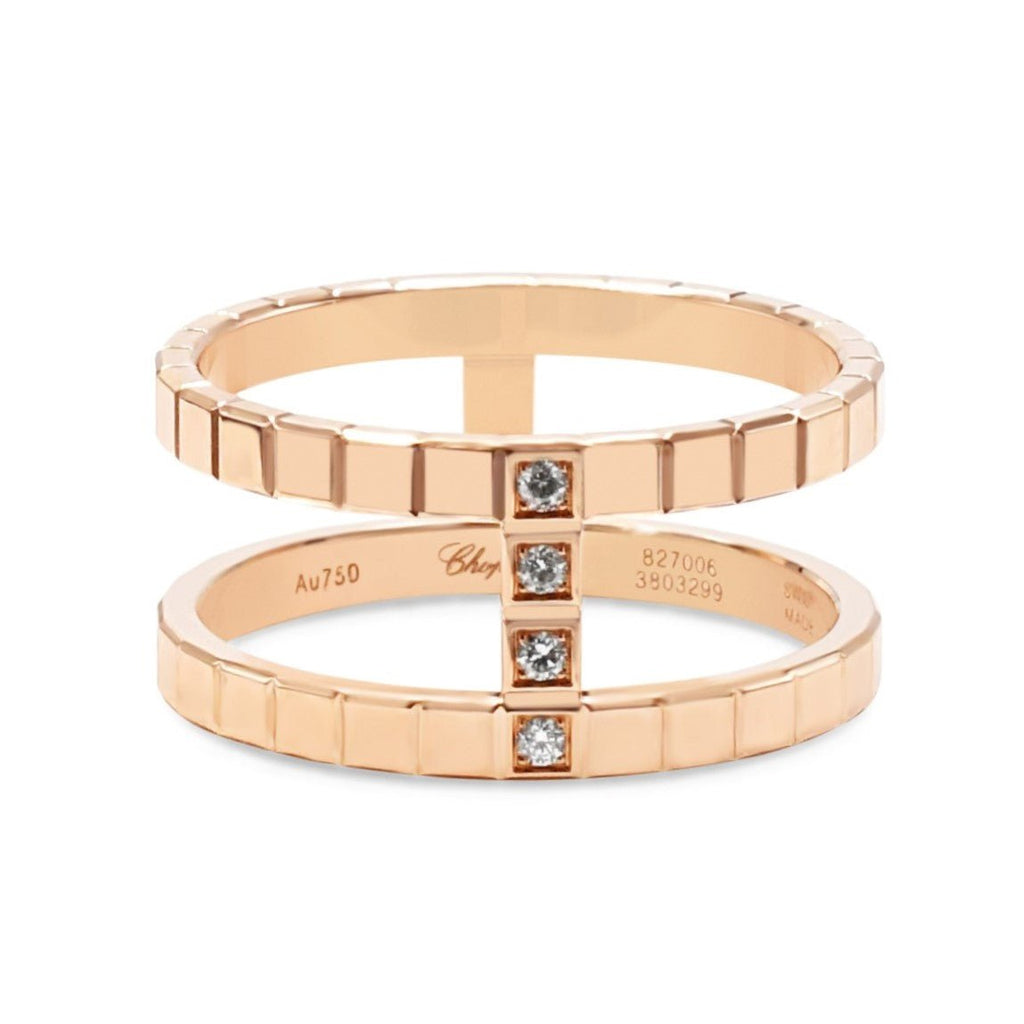 used Chopard Ice Cube Ring Size 57 - 18ct Rose Gold