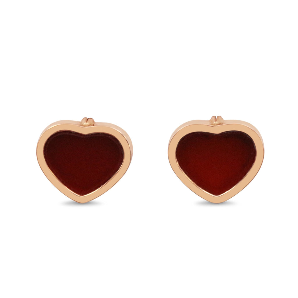 used Chopard My Happy Hearts Carnelian Earrings - 18ct Rose Gold