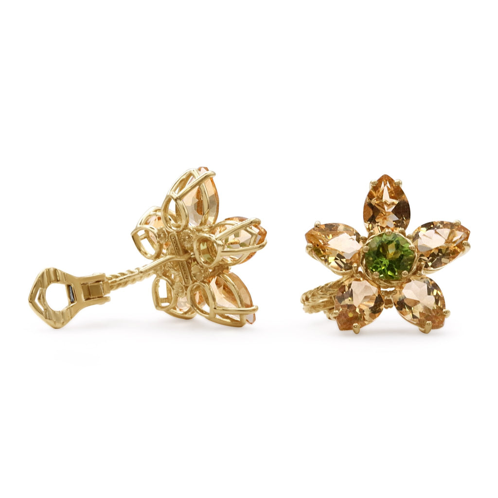 used Citrine & Peridot Flower Earrings By Dolce & Gabbana
