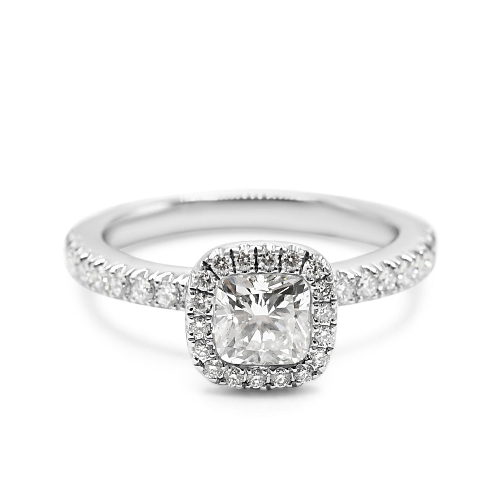 used De Beers Aura GIA Certificated Cushion Cut Diamond Ring - Platinum