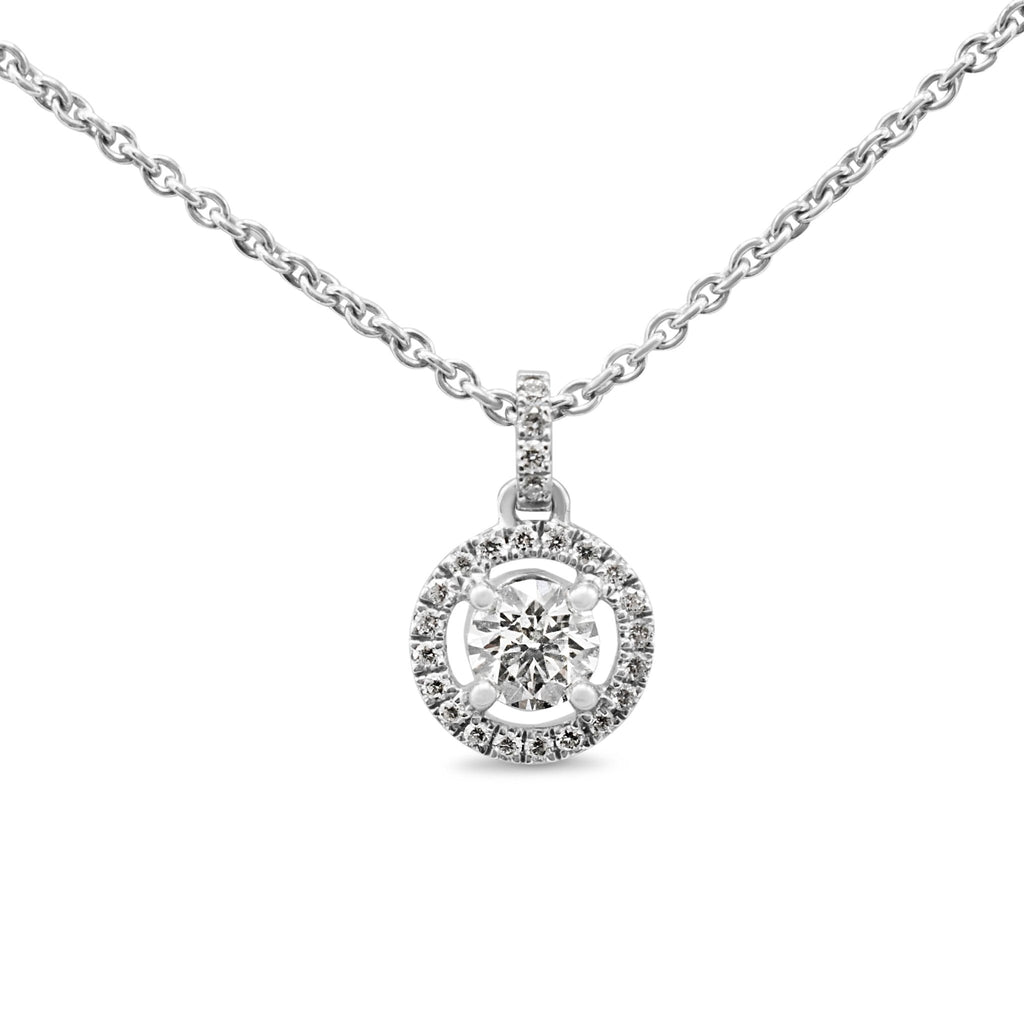 used De Beers Aura Round Brilliant Diamond Pendant Necklace