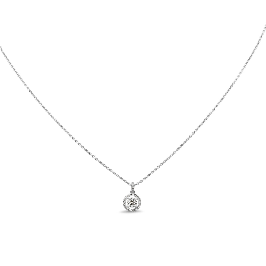 used De Beers Aura Round Brilliant Diamond Pendant Necklace