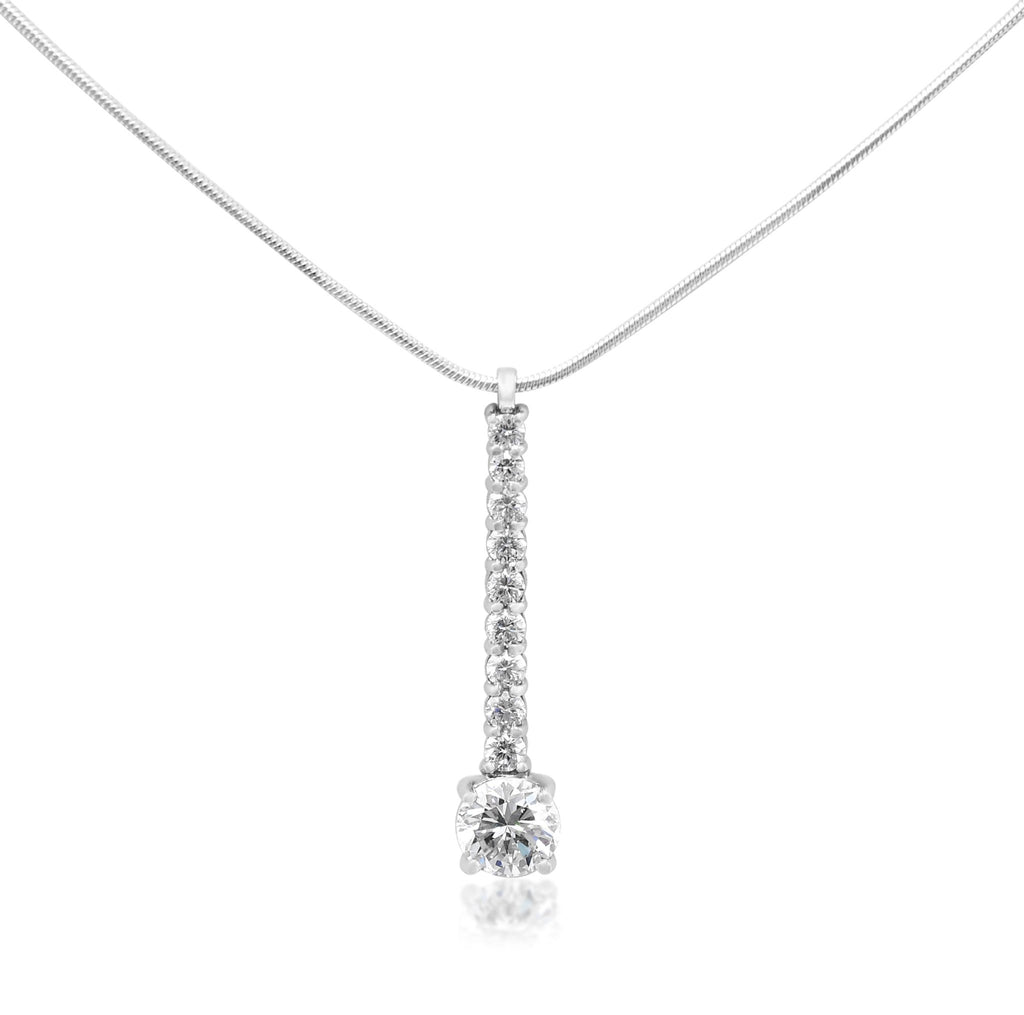used De Beers Certificated Brilliant Cut Diamond Drop Pendant Necklace