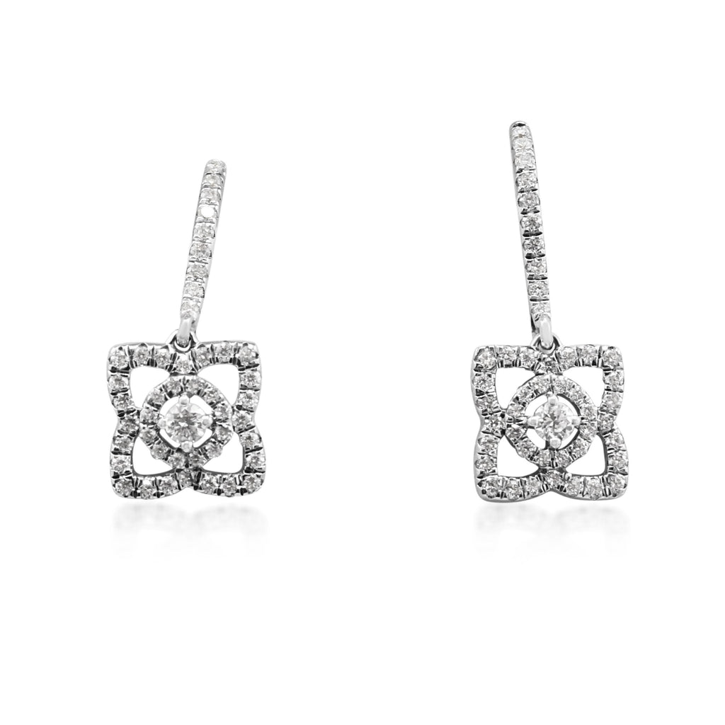 used De Beers Enchanted Lotus Diamond Earrings - 18ct White Gold