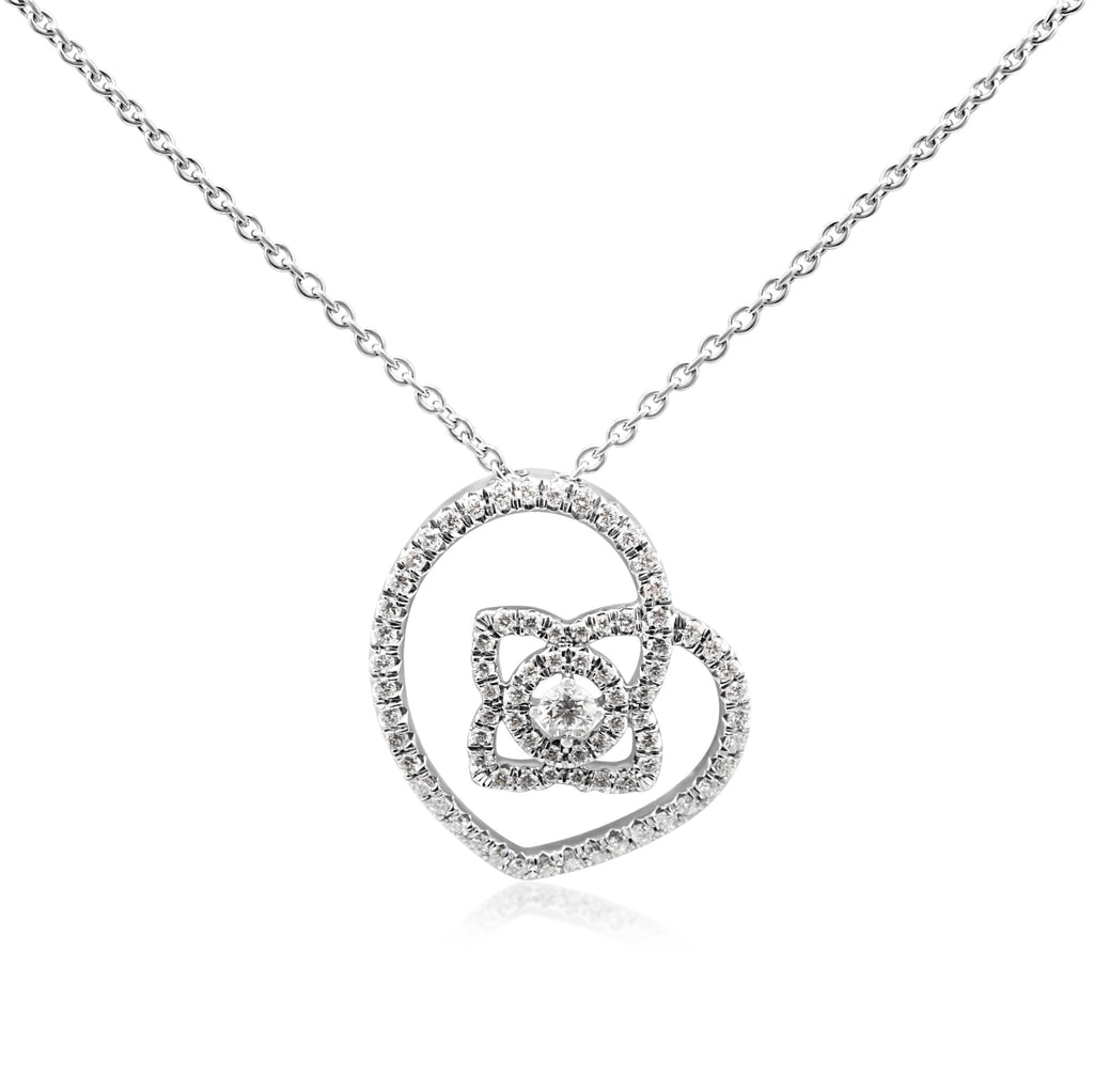 used De Beers Enchanted Lotus Diamond Pendant Necklace - 18ct White Gold