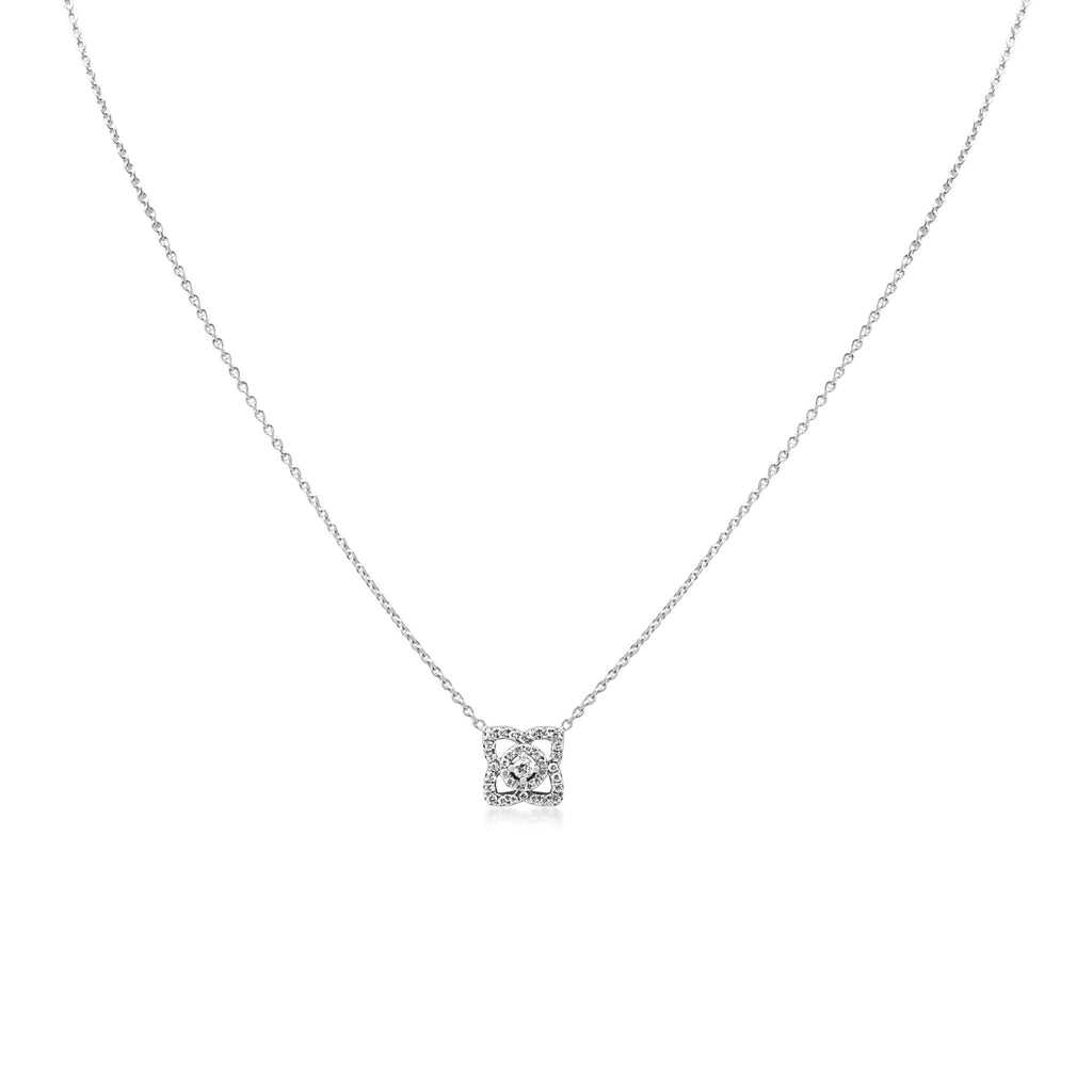 used De Beers Enchanted Lotus Diamond Pendant Necklace - 18ct White Gold