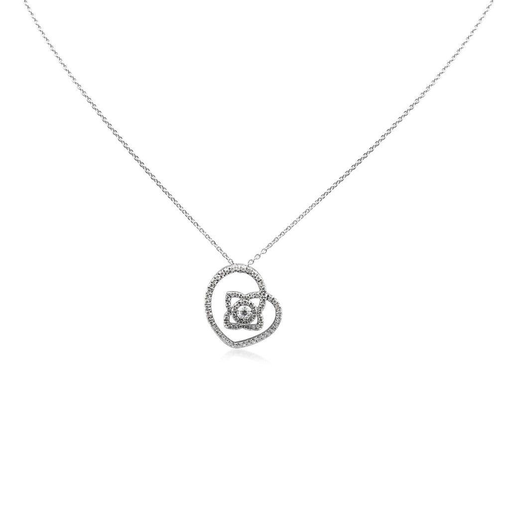 used De Beers Enchanted Lotus Diamond Pendant Necklace - 18ct White Gold